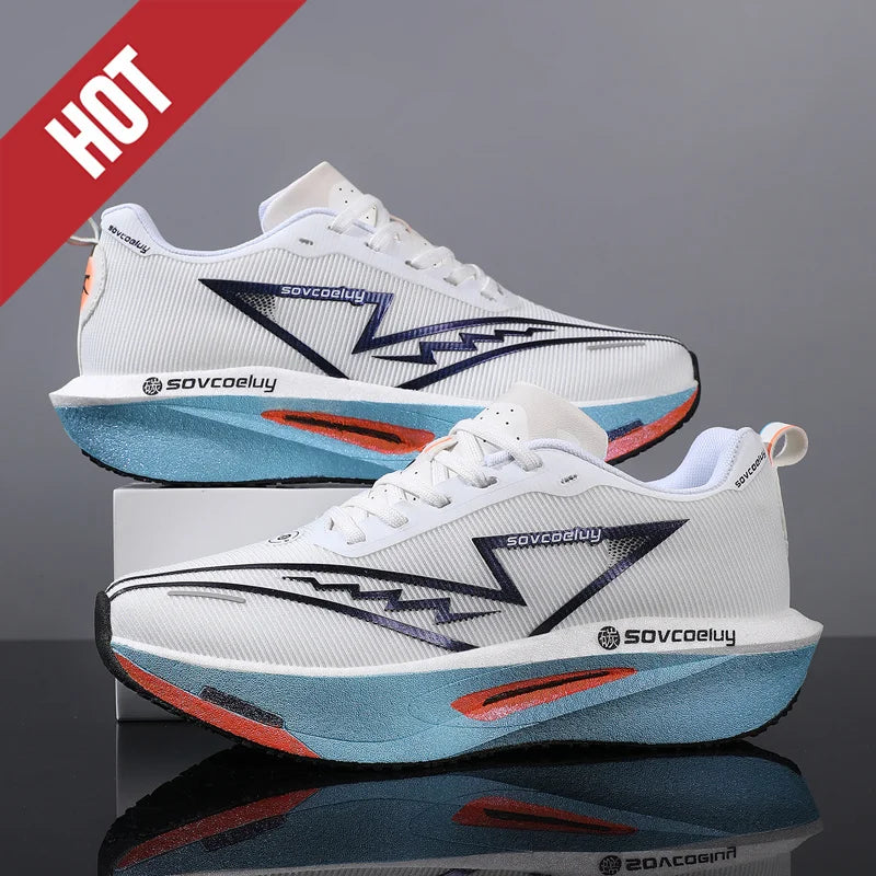 Carbon Plate Running Shoes, Lightweight Breathable Marathon Sneakers for Men & Women