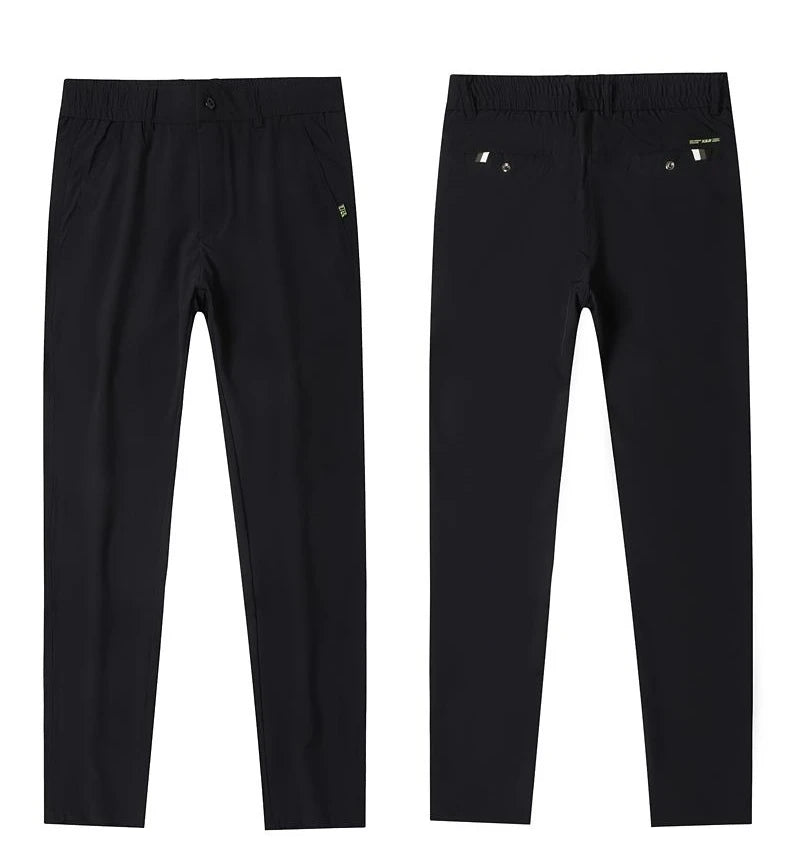 Korean Ice Silk Men Pants Drying Thin Business Casual Pants Outdoor Elastic Breathable Straight Leg Sweatpants