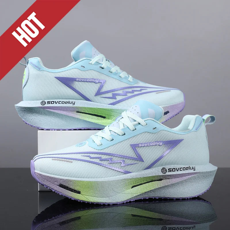 Carbon Plate Running Shoes, Lightweight Breathable Marathon Sneakers for Men & Women